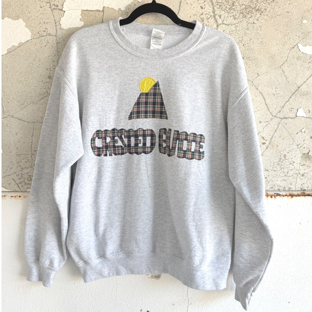 Vintage Sweatshirt Crested Butte Colorado Plaid Patchwork Mountain Graphic M